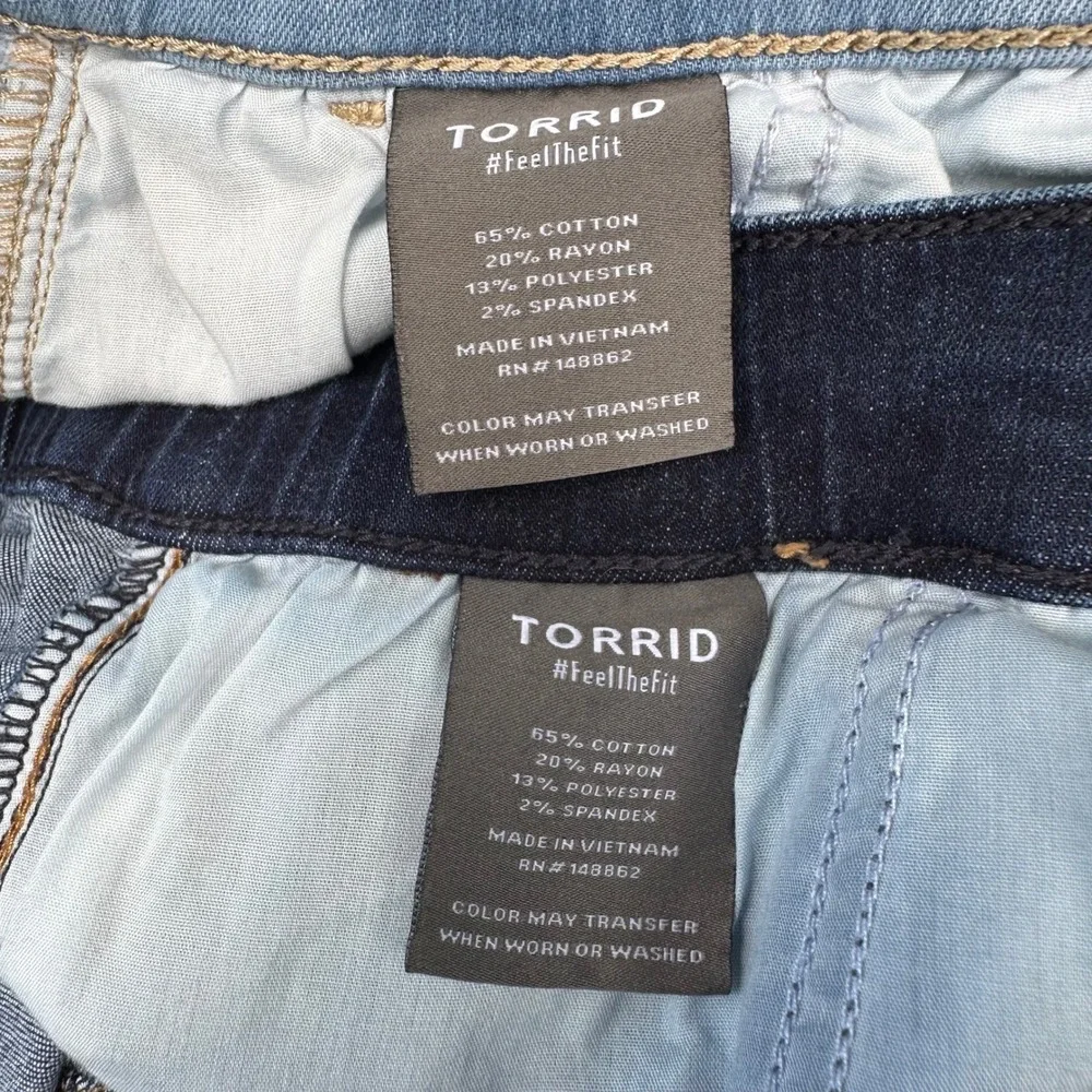 Torrid Set of 2 Pull-On Denim Drawstring Shorts Cuffed Hem 3X Light & Dark Wash